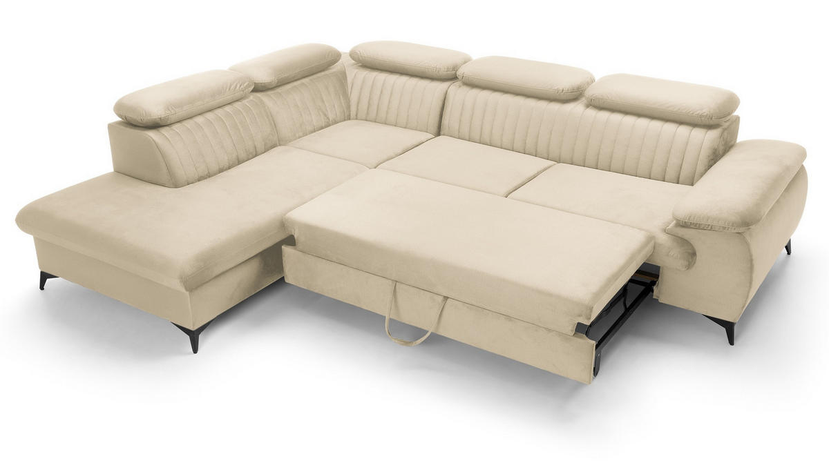 ECKSOFA 275 cm mit verstellbaren Kopfstützen Xanto L, Links, Creme - Creme, Holz (275/221cm) - Emporius