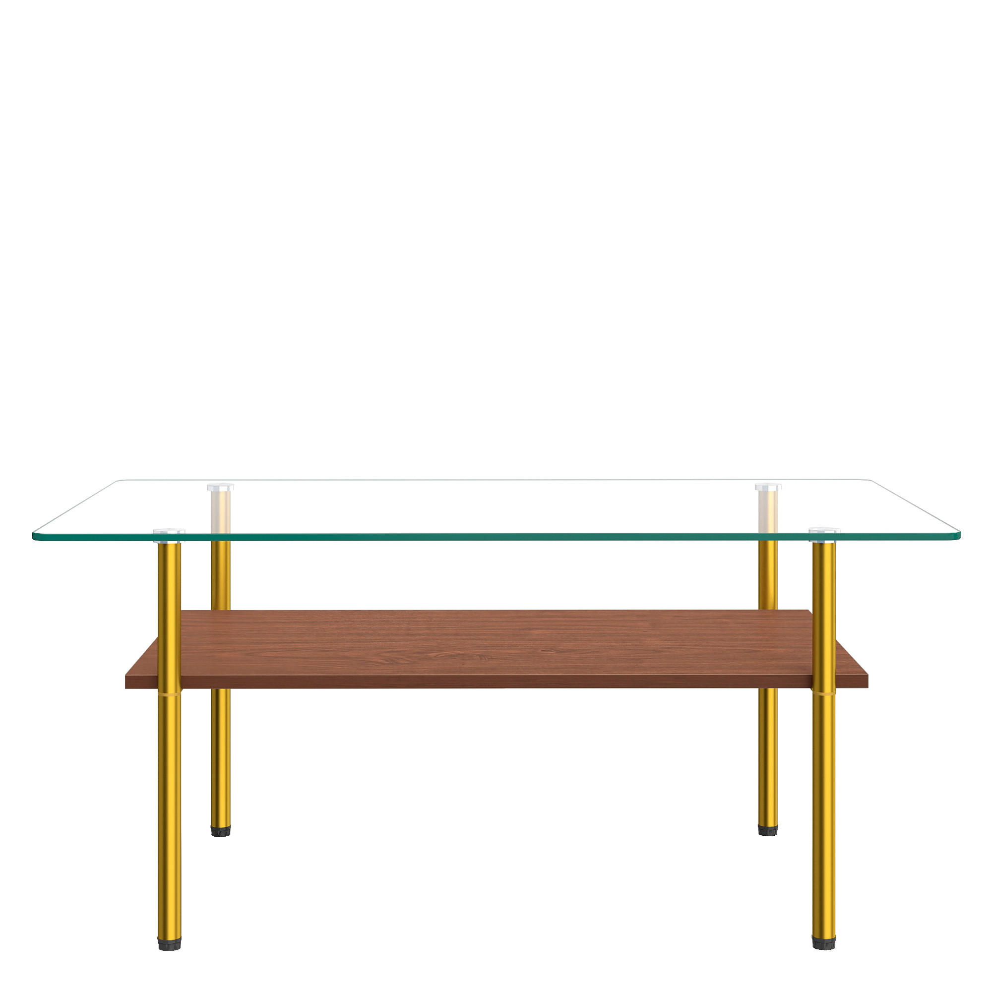 COUCHTISCH rechteckig Holzoptik/Gold aus Glas/MDF/Metall 98/58/45 cm - Transparent/Goldfarben, Glas/Holzwerkstoff (98/58/45cm)