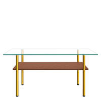 COUCHTISCH rechteckig Holzoptik/Gold aus Glas/MDF/Metall 98/58/45 cm - Transparent/Goldfarben, Glas/Holzwerkstoff (98/58/45cm)