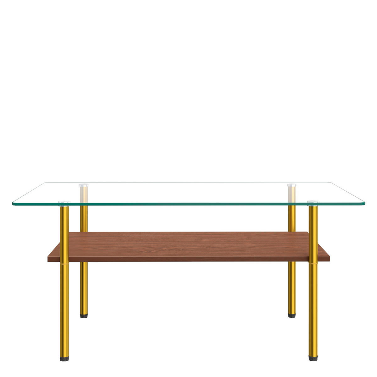 COUCHTISCH DE-37418 rechteckig mit Glasplatte Gold/Braun - Goldfarben/Braun, Metall (98/58/45cm) - ComfortXL