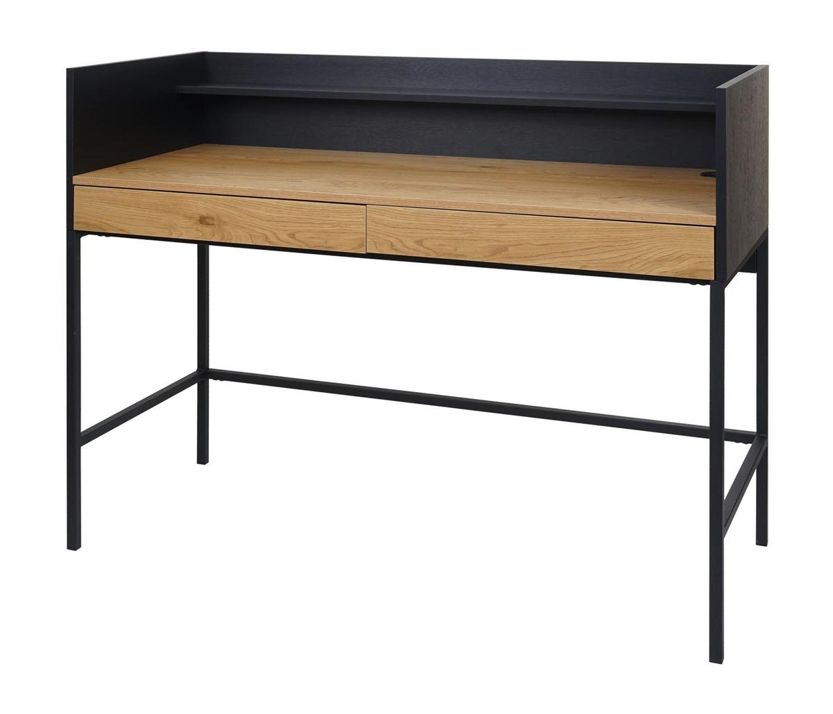 SCHREIBTISCH Schwarz, Braun - Schwarz/Naturfarben, Holz (50/120/99cm) - MCW