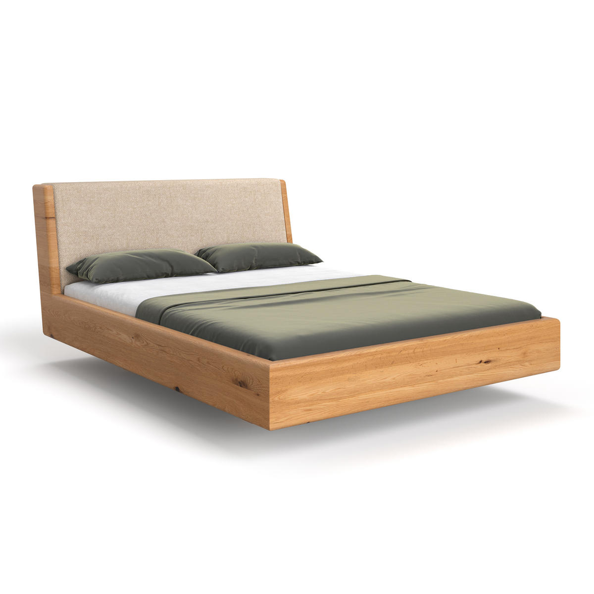 MASSIVHOLZBETT schwebend Aura Tilt aus Eiche 180x220 cm, Storm 06 (Beige) - Eichefarben/Braun, Holz (180/220cm) - Danzz