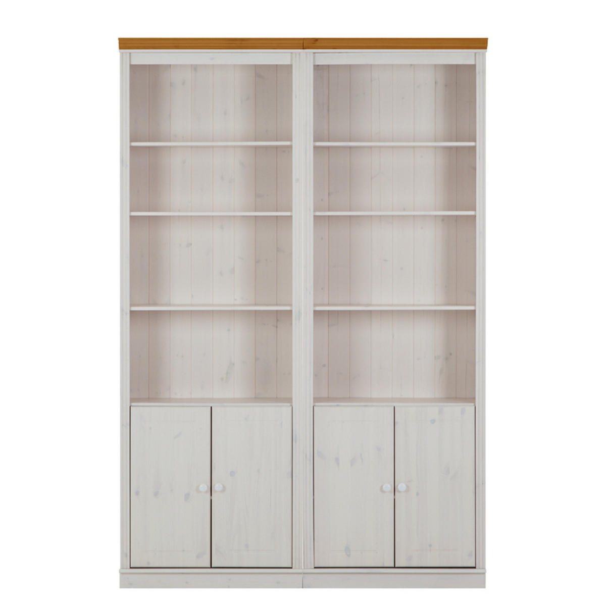 BÜCHERWAND - Kiefer massiv - Typ A - Weiß/Kieferfarben, Holz (148/223/37cm) - home24