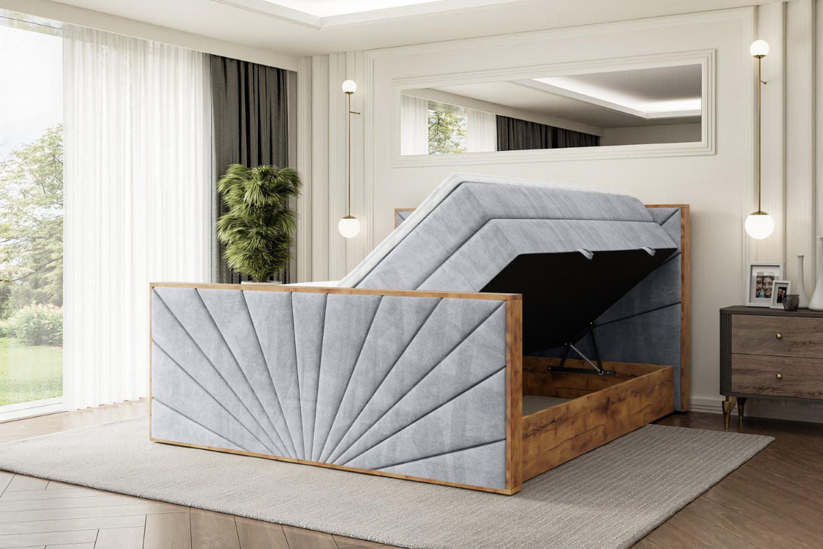 BOXSPRINGBETT mit Matratze H3|H4 und Lattenrost - LOLLI6-Z KING-160x200 - Grau Monolith - Grau, Holzwerkstoff (160/200cm) - ALTDECOR