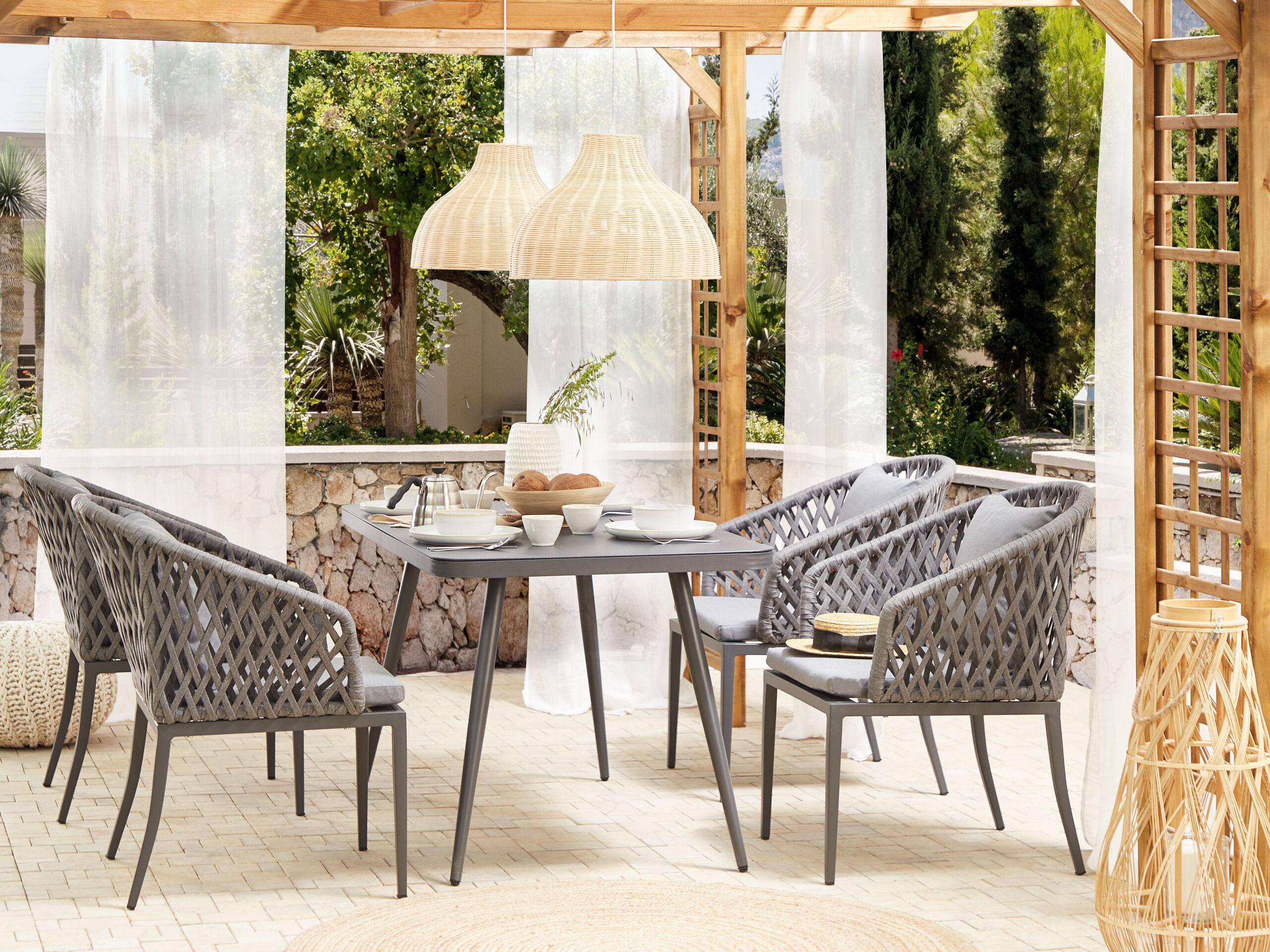GARTENTISCH Aluminium grau 140/80 cm Lipari - Grau, Metall (140/80/75cm) - Beliani
