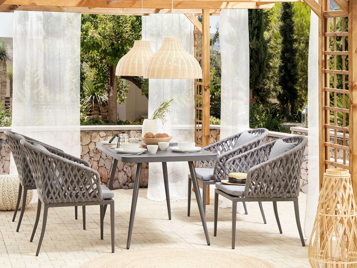 GARTENTISCH Aluminium grau 140/80 cm Lipari - Grau, Metall (140/80/75cm) - Beliani