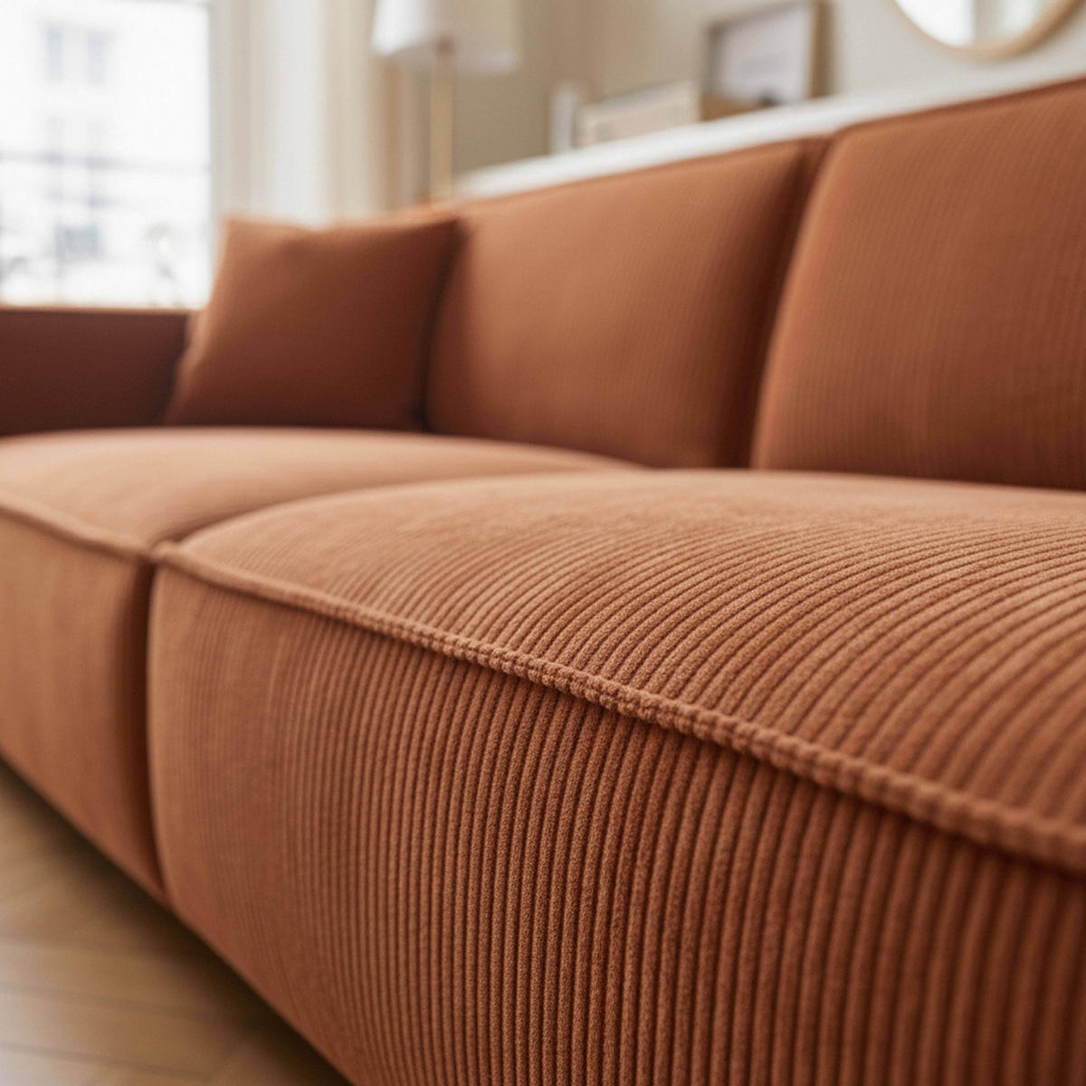 SOFA 3-Sitzer, Terrakotta - Rot/Braun, Textil (90/76/230cm) - Oviala