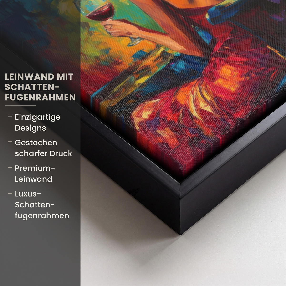LEINWAND Bilder mit Rahmen - Wein - Frau - Stimmungsvoll - Farbenfroh - 20x20 - Bordeaux, Textil (20/20cm) - MuchoWow