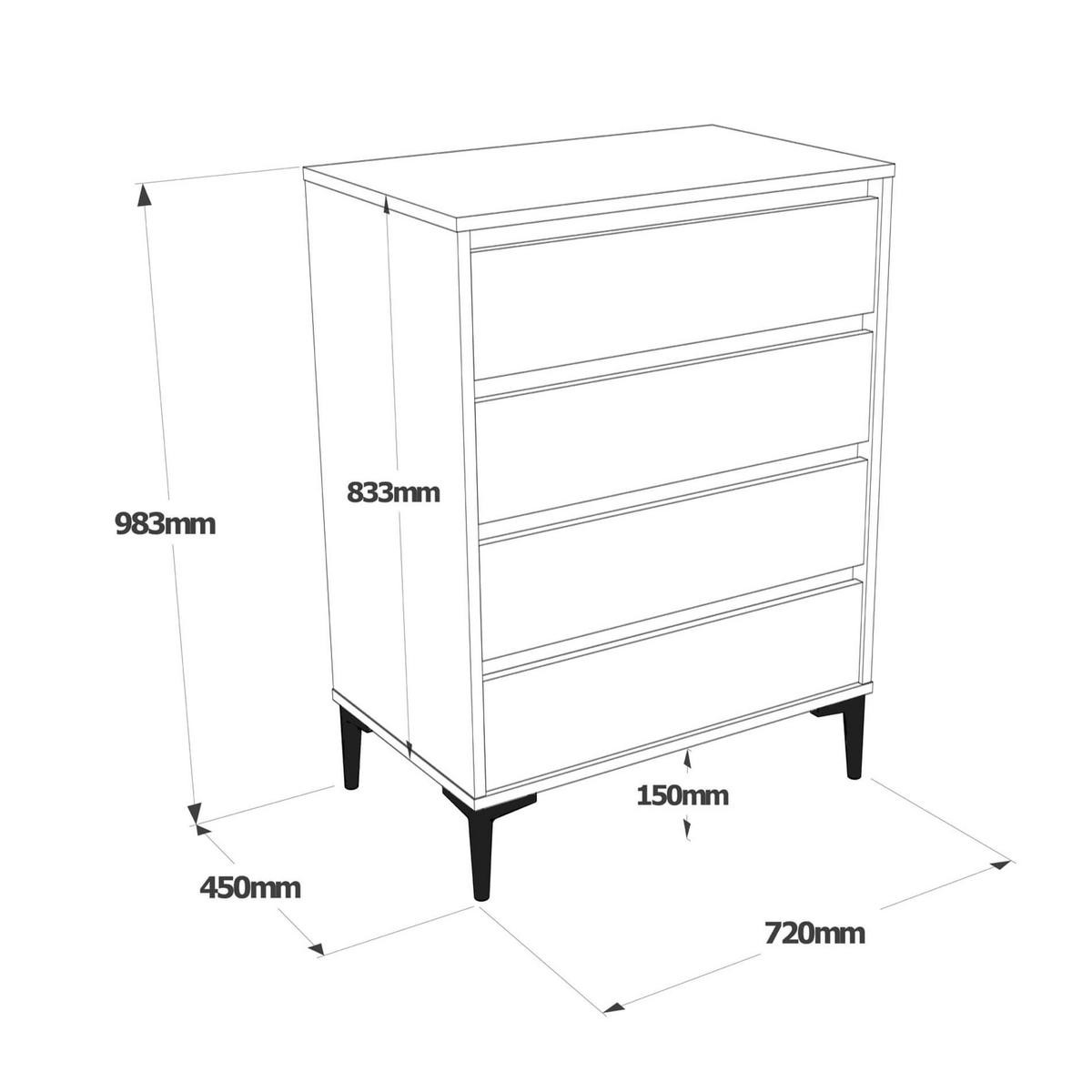 KOMMODE 72/45/98,5 cm - Weiß, Holz (72/98.5/45cm) - Mobili Rebecca