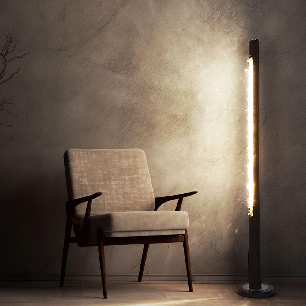 LED STEHLEUCHTE Holz Schwarz - Schwarz, Holz (23/23/151cm) - Globo Lighting