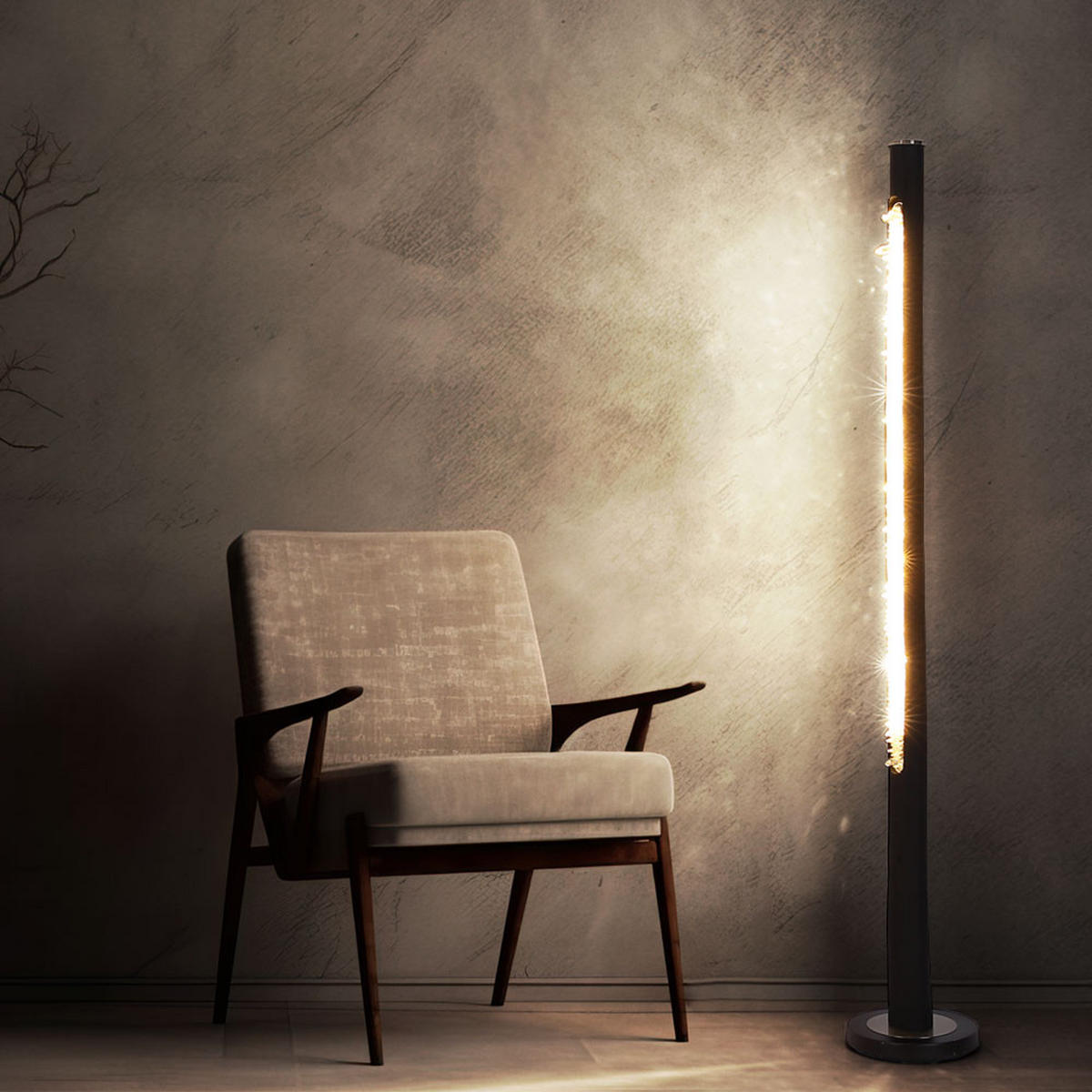 LED STEHLEUCHTE Holz Schwarz - Schwarz, Holz (23/23/151cm) - Globo Lighting