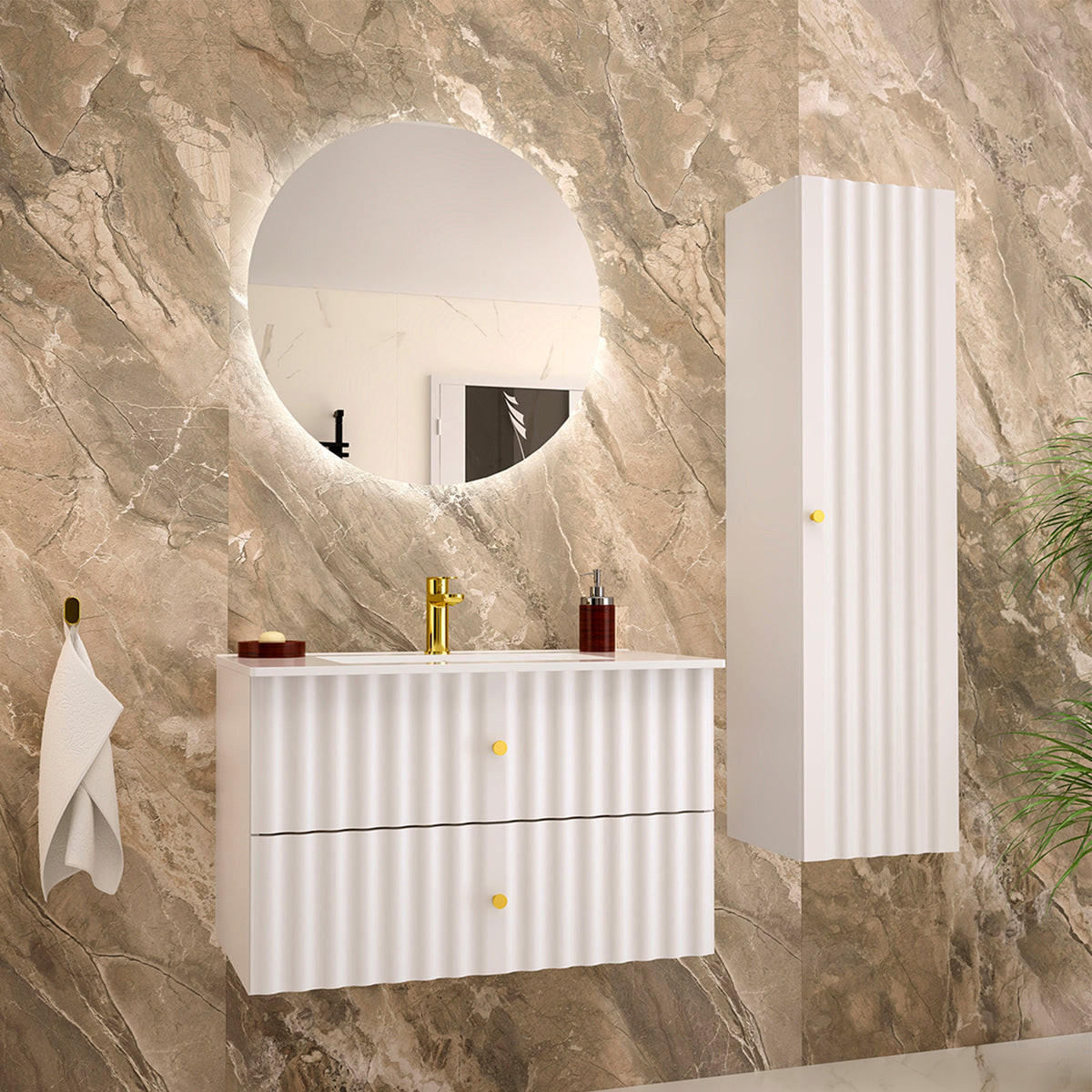 DONJI ELEMENT ZA UMIVAONIK 80cm Izae Bijeli - bijela, drvni materijal (80/50/45.8cm) - Petits-meubles