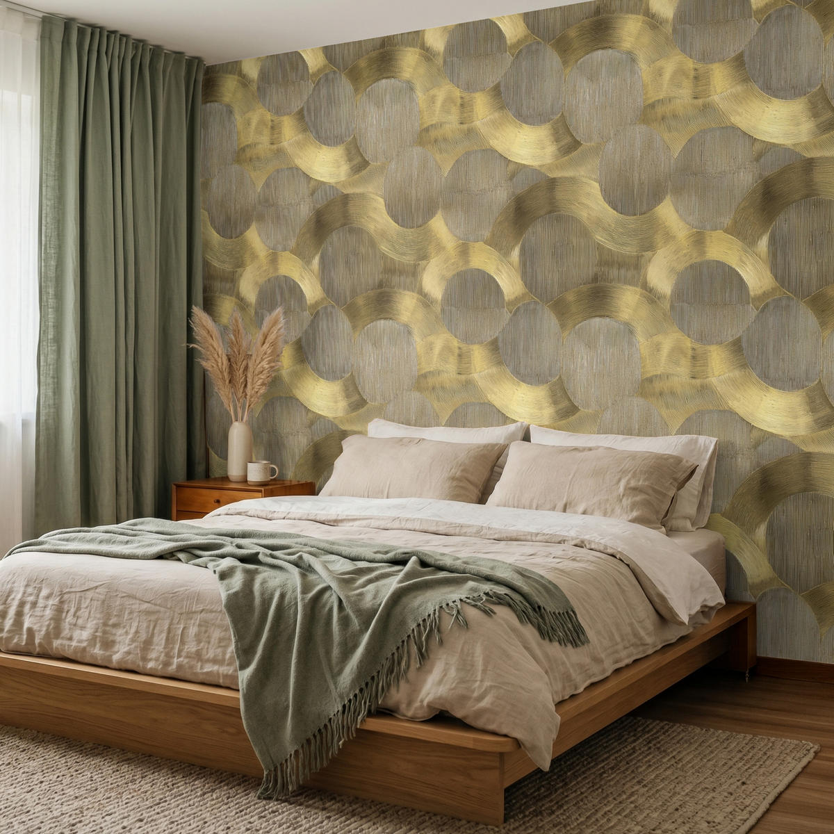 TAPETE - Modern - Geometrisch - Gold - 240x200 cm - Goldfarben, Papier (240/200cm) - OnlyWow