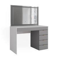 SCHMINKTISCH Elise Weiß/Grau/Grau 115 cm mit LED-Spiegel - Weiß/Grau, Holzwerkstoff (115/76/55cm) - Vicco