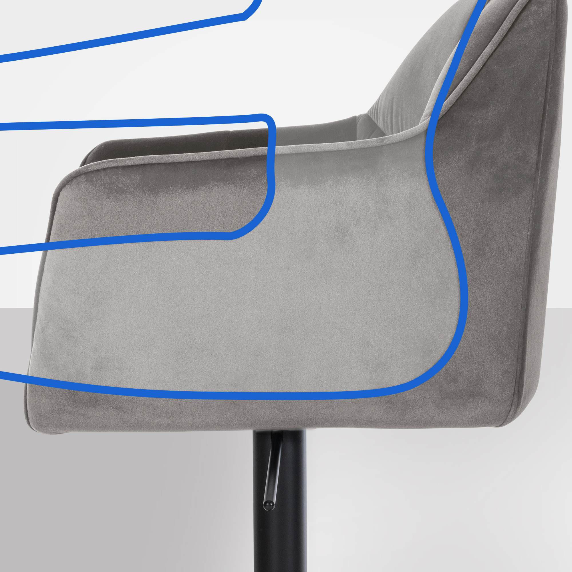 BARHOCKER 2er Set Samt Grau - Schwarz/Grau, Textil/Metall (64/88/45cm) - CLP