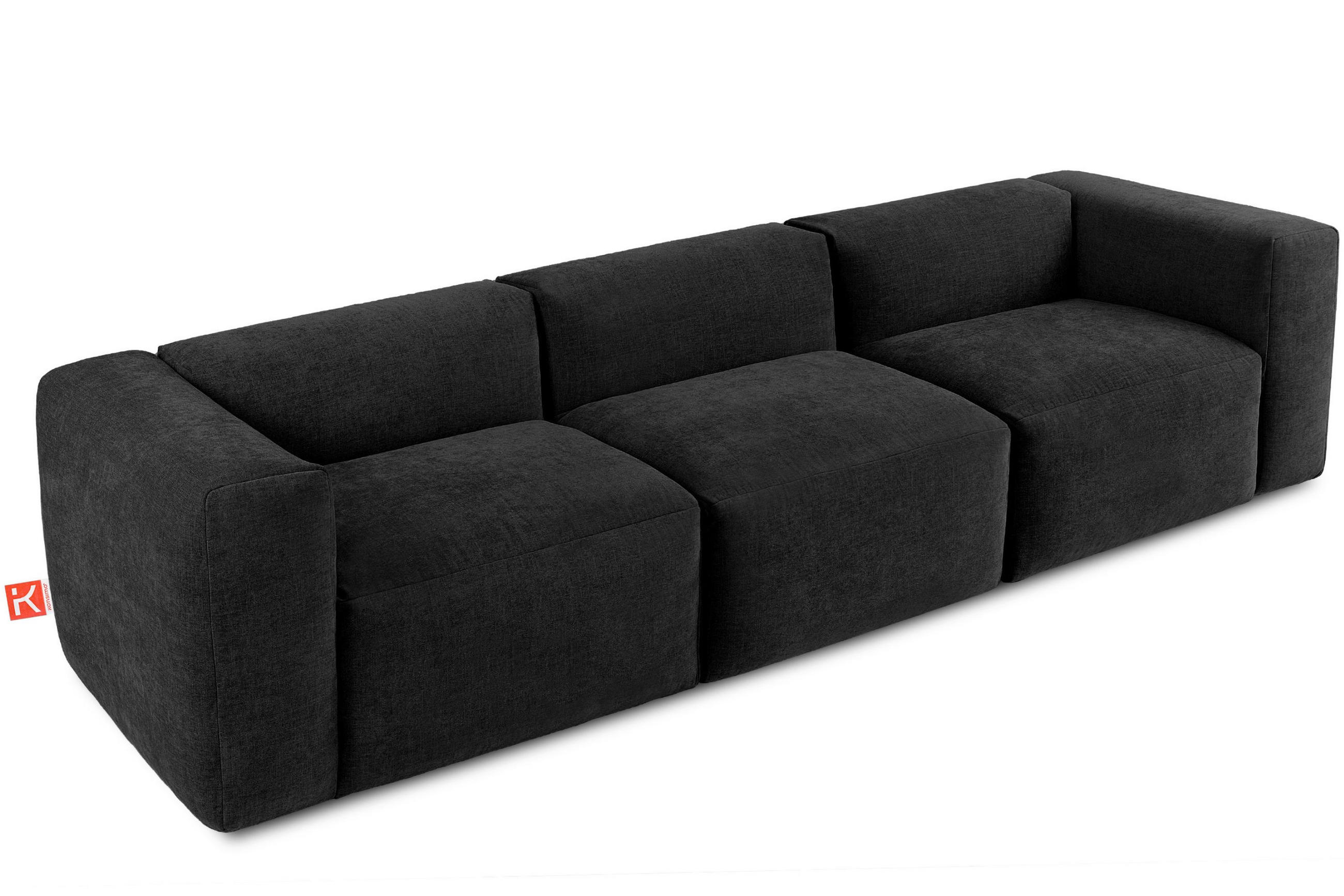 3-SITZER-MODULSOFA BUFFO mit extrem weicher und bequemer Sitzfläche, Gewebestoff, graphit - Graphitfarben, Textil (290/73/96cm) - KONSIMO®