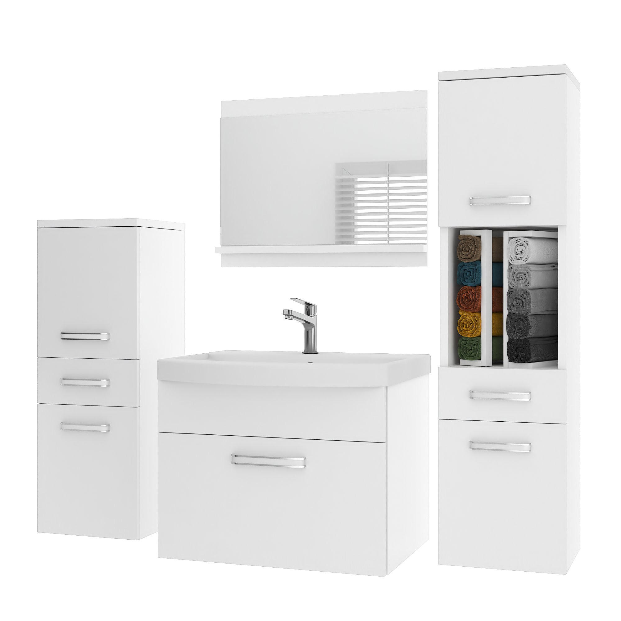 B BELINI GROUP KOUPELNOVÝ NÁBYTEK Koupelnová SADA PRI M5, Bílá matná, 120 cm