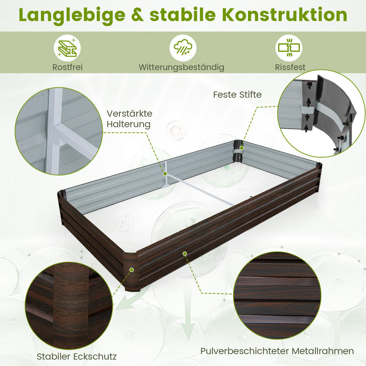 HOCHBEET Braun - Braun, Metall (120/30/240cm) - COSTWAY