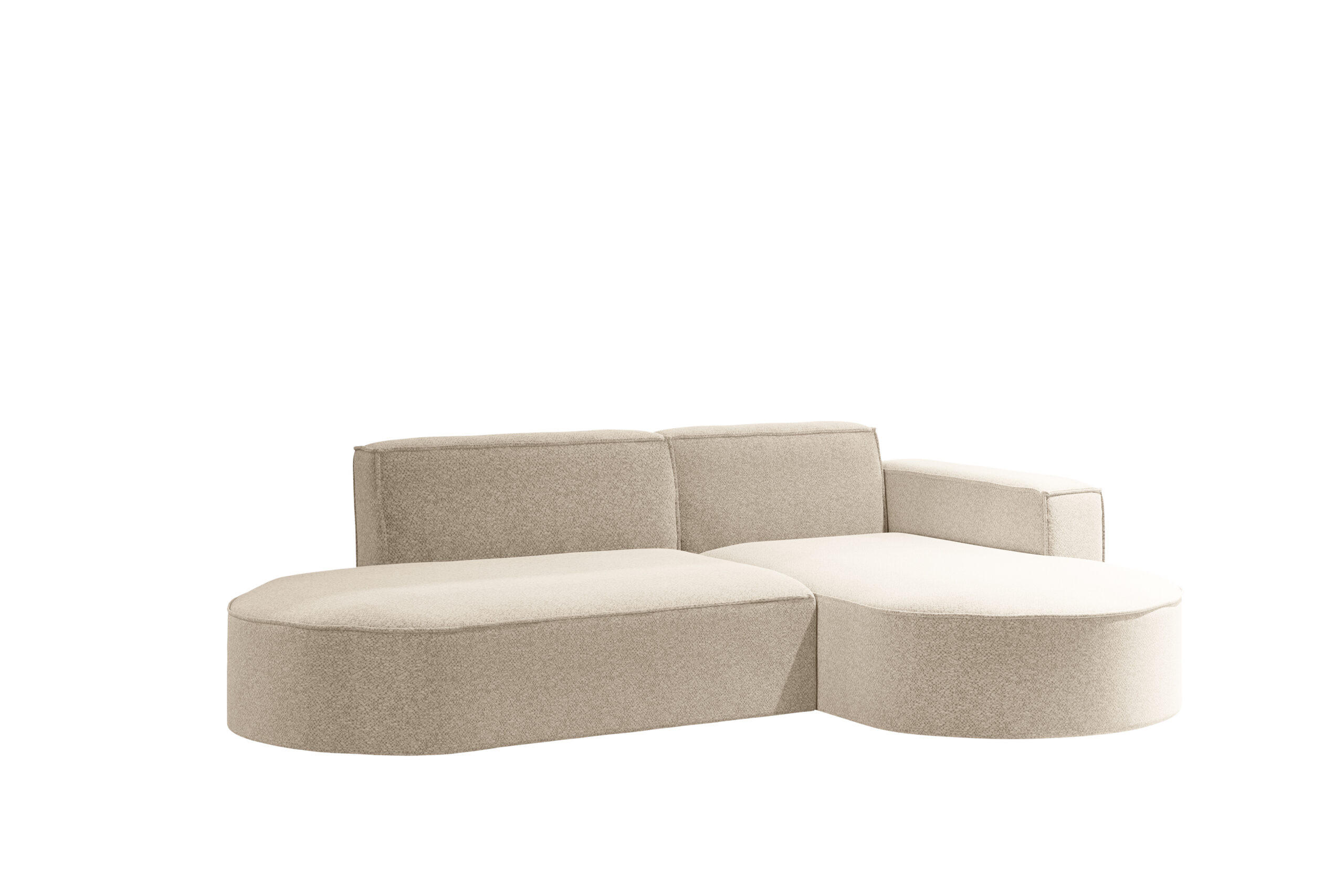 ECKSOFA Modernes L-förmiges Modena Studio Stoff Raven Champagner Rechts - Champagner, Holz/Textil (236/165cm) - Kaiser Möbel
