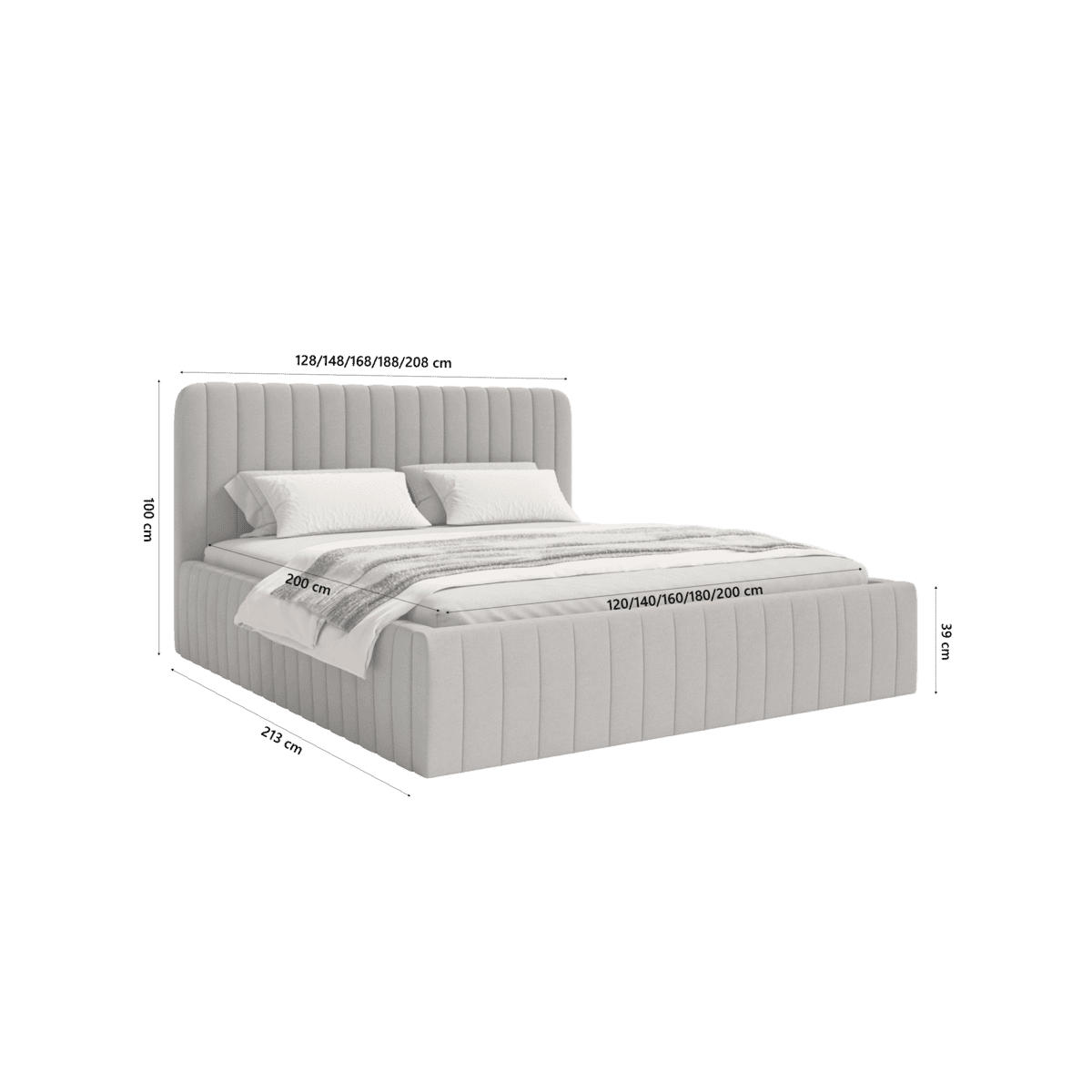 POLSTERBETT Orasi 180x200 cm, Grau - Dunkelgrau, Textil (200/180cm) - Fedve