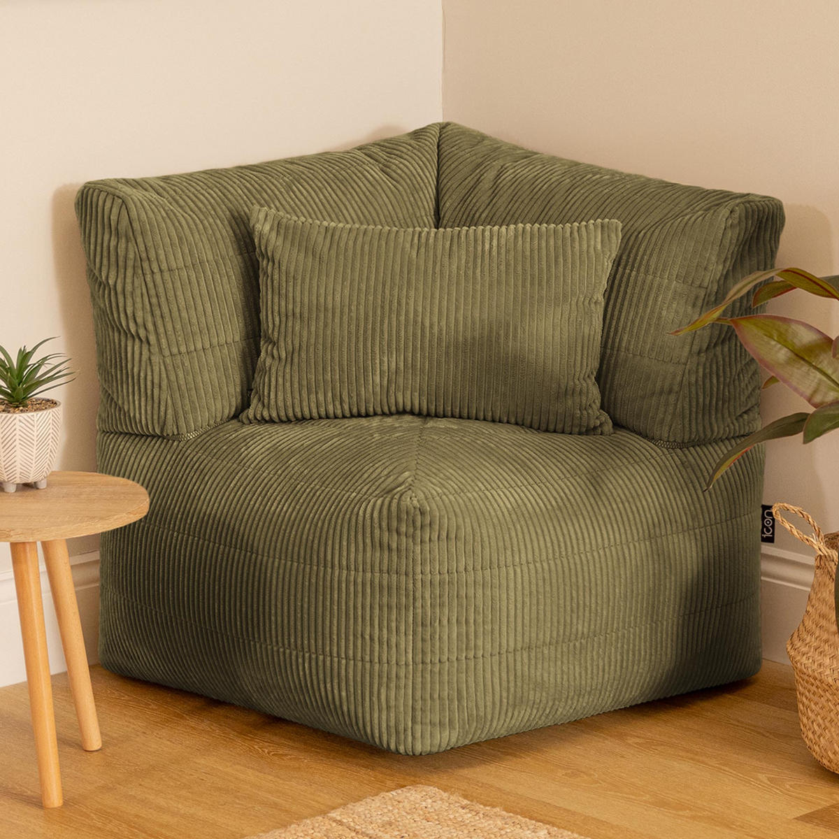 SITZSACK-ECKSOFA Noa modular Cord - Salbeigrün, Textil (78/70/78cm) - icon