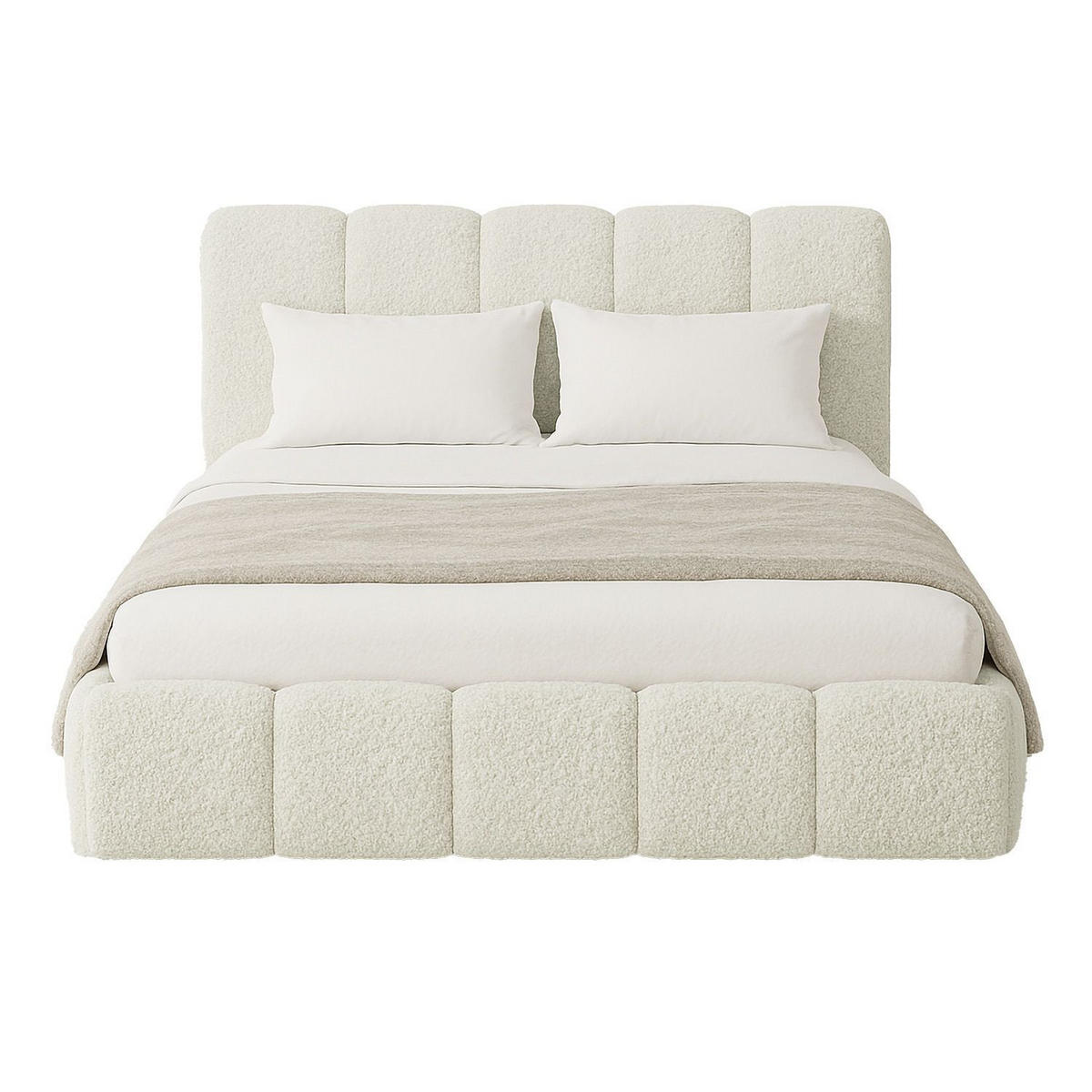 POLSTERBETT Catania 180/200 cm Creme Bouclé inkl Matratze - Creme, Textil (180/200cm) - Juskys