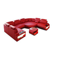 WOHNLANDSCHAFT Asti U Mini - Rot, Leder (352/93/280cm) - Sofa Dreams