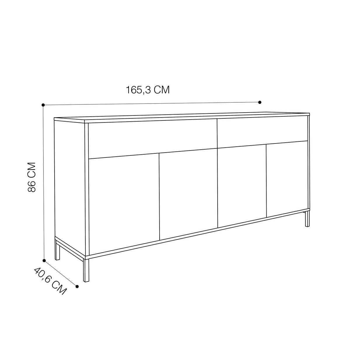 KOMMODE WAVE 165/40/86 cm Grün - Schwarz/Grün, Holzwerkstoff/Metall (165.3/86/40.6cm) - Idohome