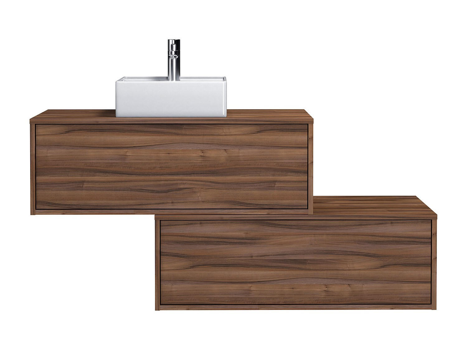 EINZELWASCHTISCH - 94 cm x 47 cm - Holz, Platte - Naturfarben Dunkel - TEANA - Naturfarben, Holz (94/32/47cm) - Vente-Unique