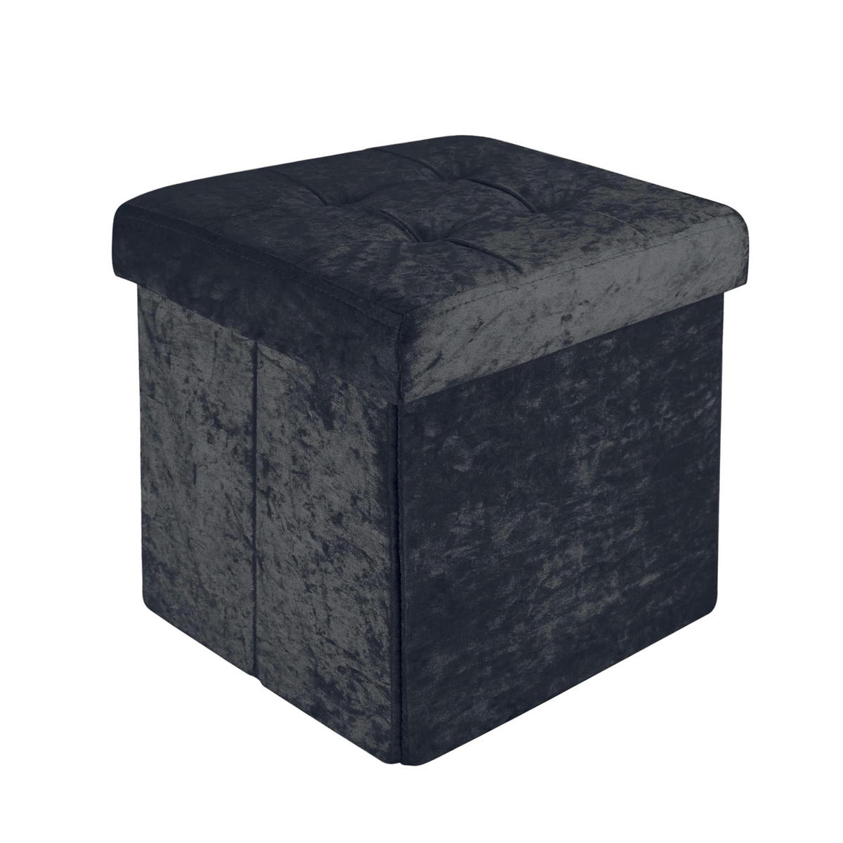 SITZBOX Faltbar mit Samtbezug 30/30/30 cm (Schwarz) - Schwarz, Karton (30/30/30cm) - Intirilife