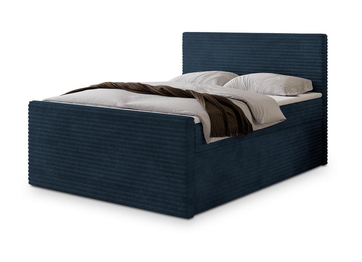 POSTEL BOXSPRING NOLEN 160x200 cm, s matrací a úložným prostorem, modrá - modrá, kompozitní dřevo/textil (160/200cm) - MASSENO