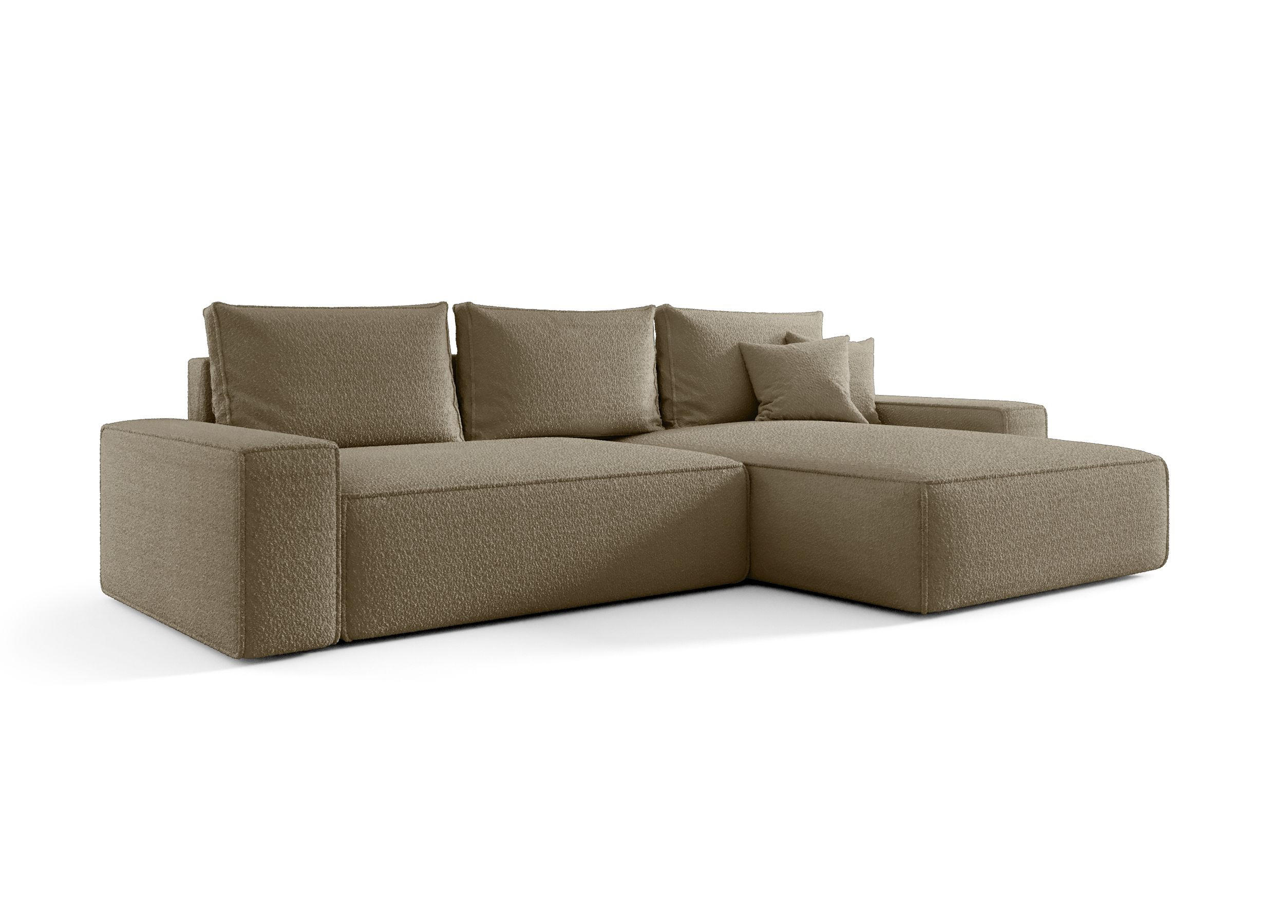 ECKSOFA MONA mit Schlaffunktion QUELLE 18 Rechts - Hellbraun, Textil (280/185cm) - Bedante