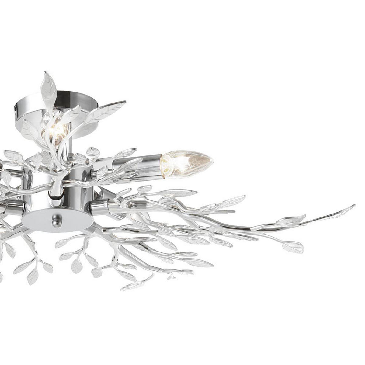 LED DECKENLEUCHTE Chrom Silber Blätter-Design - Silberfarben, Metall (71/71/16cm) - Globo Lighting