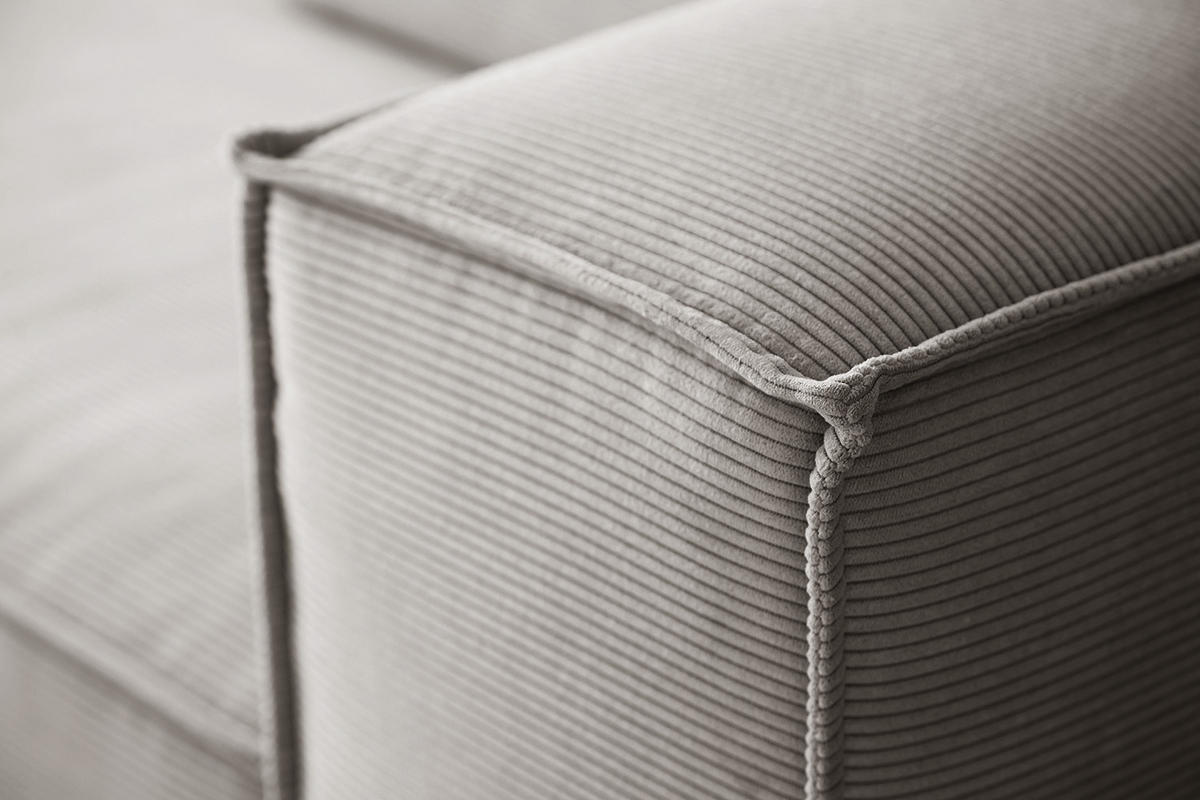 SOFA CARMO Grau Cord - Schwarz/Grau, Kunststoff/Textil (306/68/118cm) - KAWOLA