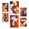 POSTER Set Mit 6 Rococo Arts 1 In Weibliche Zusammenfassung Ästhetische Dekorative Gemälde Für Ihr Wohnzimmer Zuhause A3 & A4 Rahmen Aus Hellem Holz - Beige, Papier (29/3cm) - Nacnic