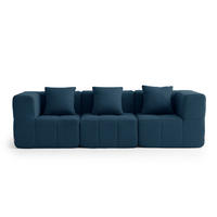 3-SITZER-SOFA Bouclé-Stoff Tiefblau - Blau, Textil (260/73/95cm) - MILYsofa