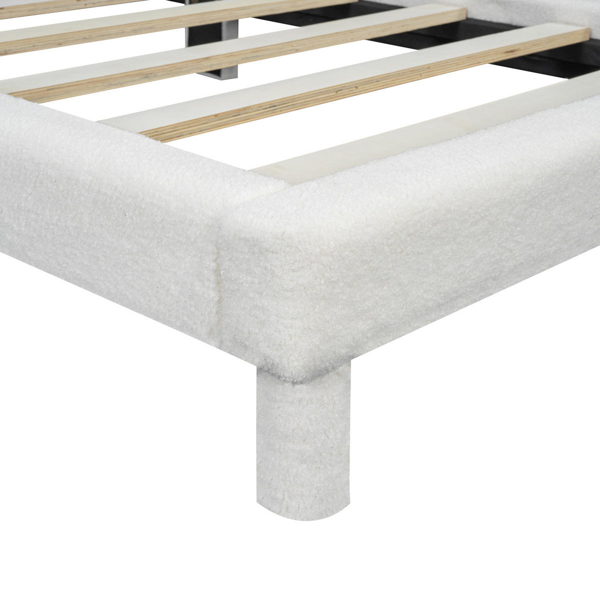 POLSTERBETT aus Plüsch 90x200 cm in Weiß mit verstellbarem Kopfteil - Weiß, Textil (90/200cm) - Modfu