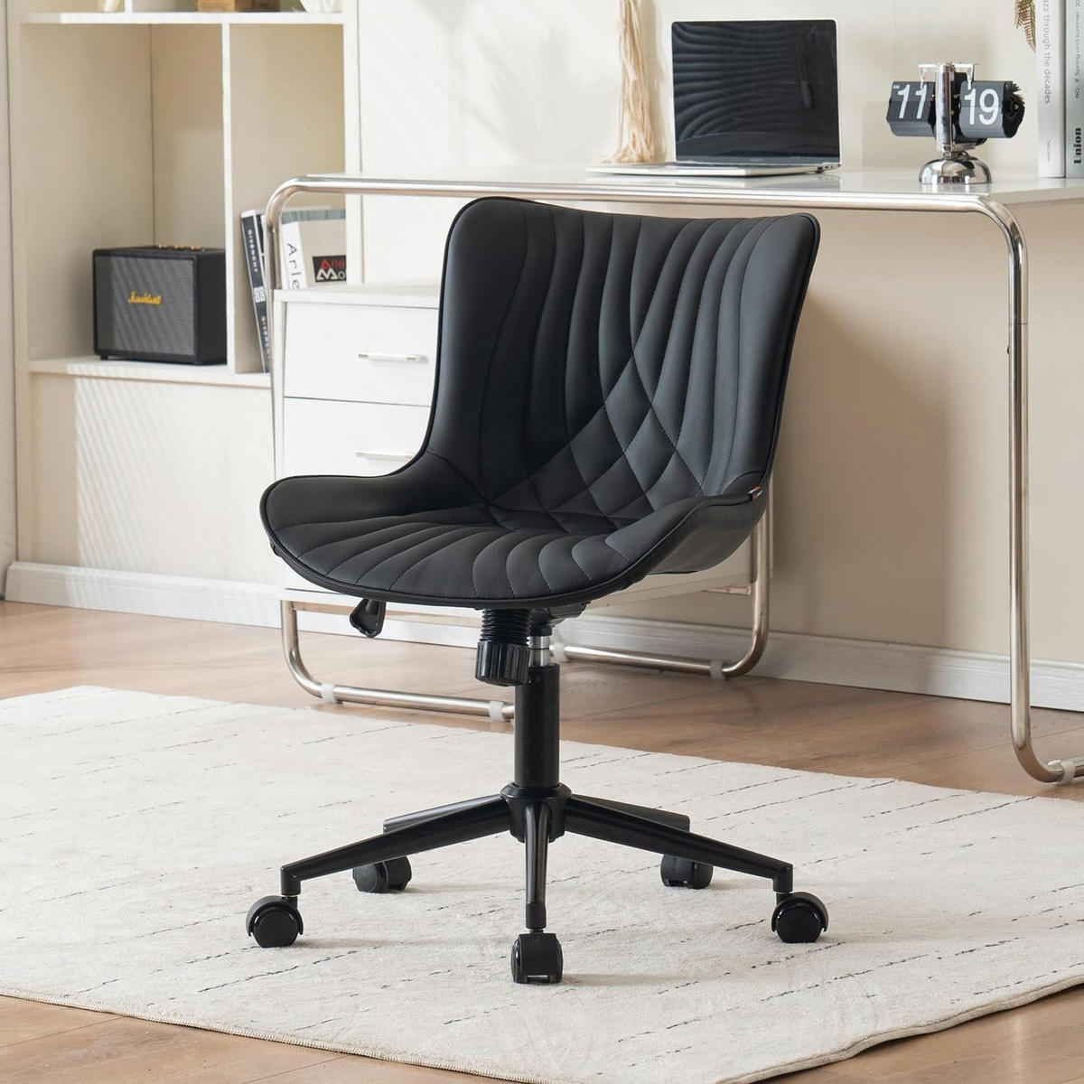 BÜROSTUHL ergonomisch im Fischschwanz-Design, schwarz - Schwarz, Kunststoff (60/78.5/42.4cm)