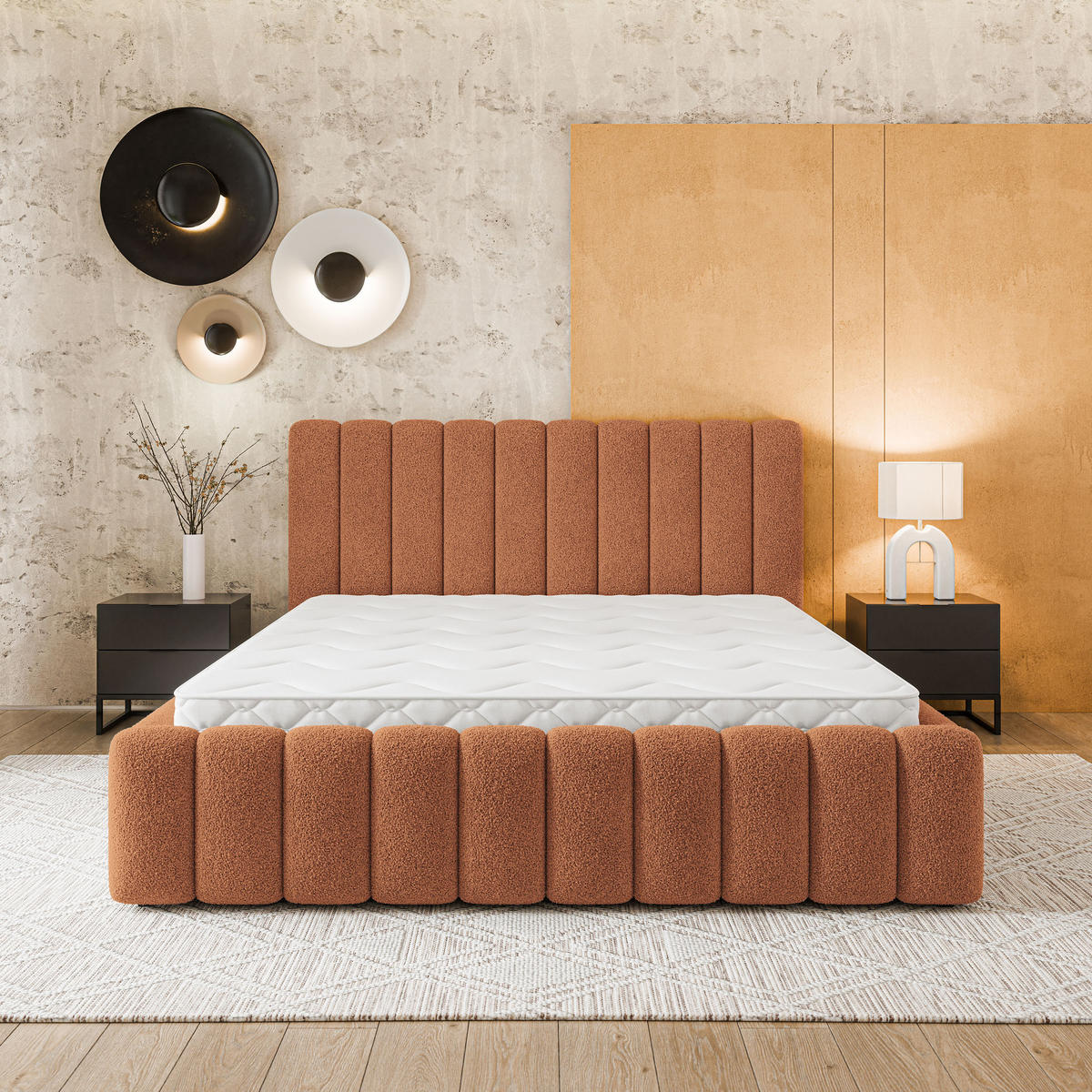 POLSTERBETT DINESE Q 180x200 cm mit Bettkästen - Kupferfarben - Kupferfarben, Holz (180/200cm) - MASSENO