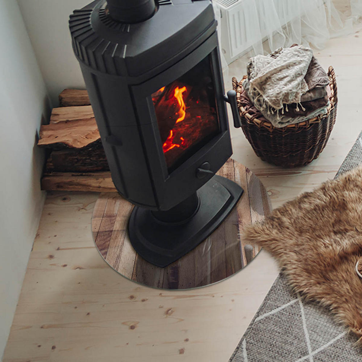 GLASPLATTE für Kamin Ø 50 cm Braun - Braun, Glas (50/50/0.4cm) - ArtPrintCave