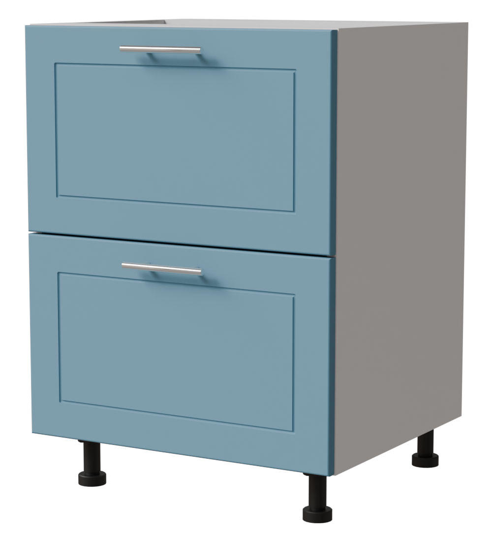 SCHUBLADENUNTERSCHRANK Bari D2/60 Weiß / RAL 5024 pastellblau 60 / 50 / 82cm Blum Teilauszug - Blau/Weiß, Holz/Holzwerkstoff (60/82/50cm) - Feldmann-Wohnen