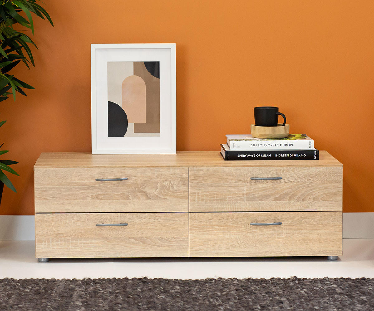 KLEIDERSCHRANKUNTERSATZ Basic Eiche Sonoma 110,5 / 52 / 35 cm - Silberfarben/Braun, Holz/Holzwerkstoff (110.5/35/52cm) - Feldmann-Wohnen