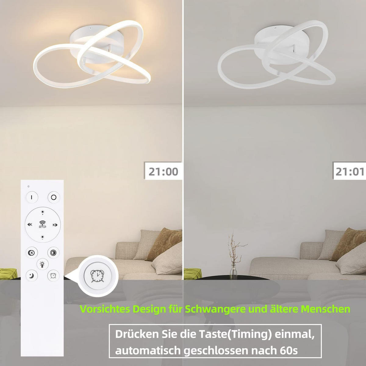 LED-DECKENLEUCHTE Möbius 40/40/14 cm - Weiß, Kunststoff (40/40/14cm) - Nettlife