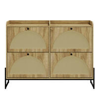 SCHUHSCHRANK 4 Klappen schmal - Naturfarben, Holzwerkstoff (118/91.5/25cm) - LEBENLANG