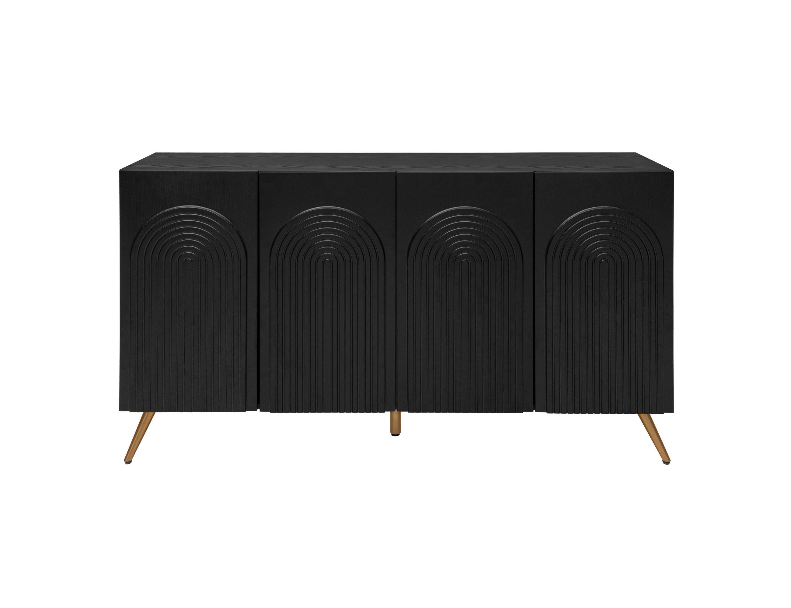 ANRICHTE Mid-Century-Design Schwarz-Goldfarben 150/38/83 cm - Schwarz, Holz (150/83/38cm) - PANGIVO