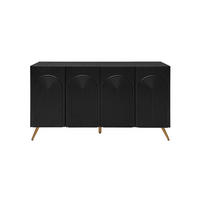 ANRICHTE Mid-Century-Design Schwarz-Goldfarben 150/38/83 cm - Schwarz, Holz (150/83/38cm) - PANGIVO
