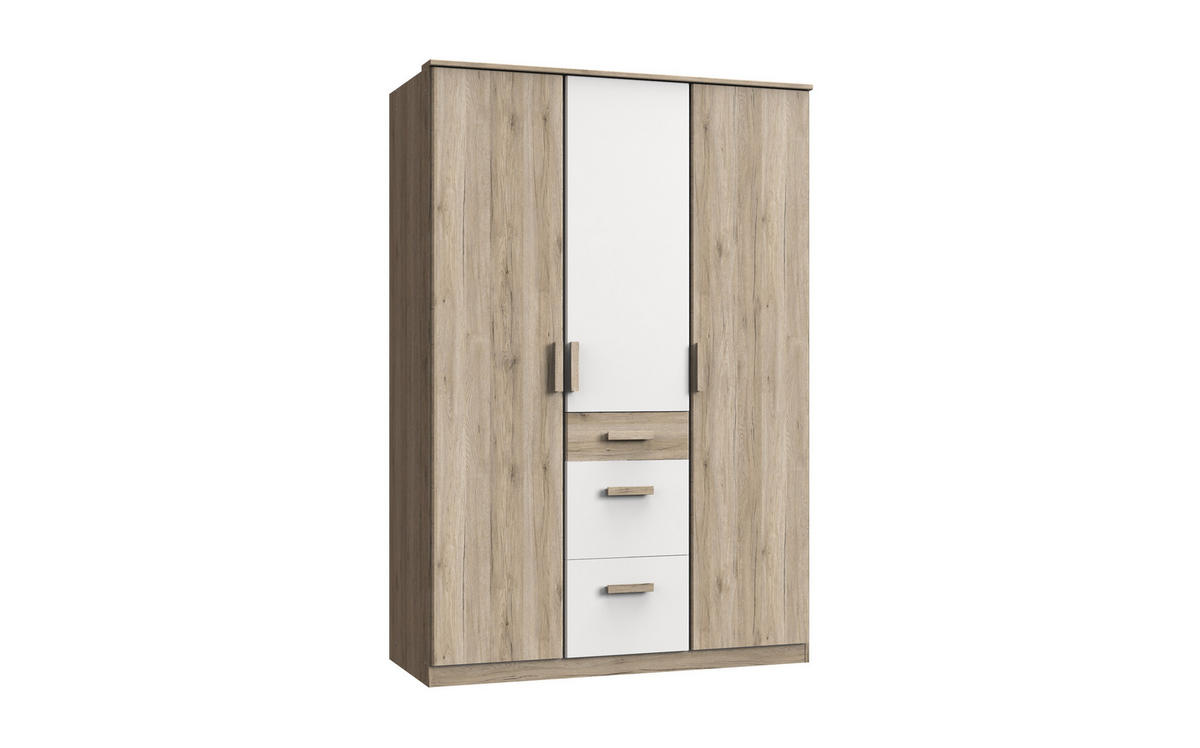 BABYZIMMER Cariba in Eiche San Remo und Weiß 9 teilig - Braun, Holzwerkstoff (120/200cm)