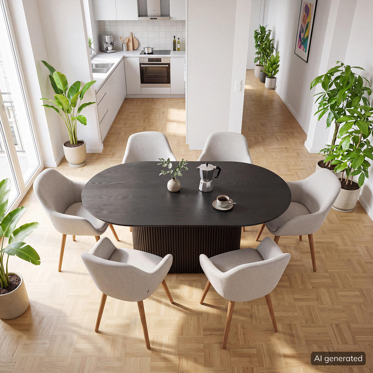 ESSTISCH - oval - Eichefarben/Schwarz, Holzwerkstoff (90/160/75cm) - home24