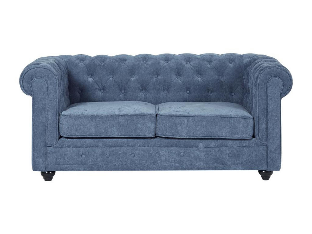 2-SITZER-SOFA - Stoff - Blau - CHESTERFIELD - Blau, Textil (88/72/168cm) - Vente-Unique