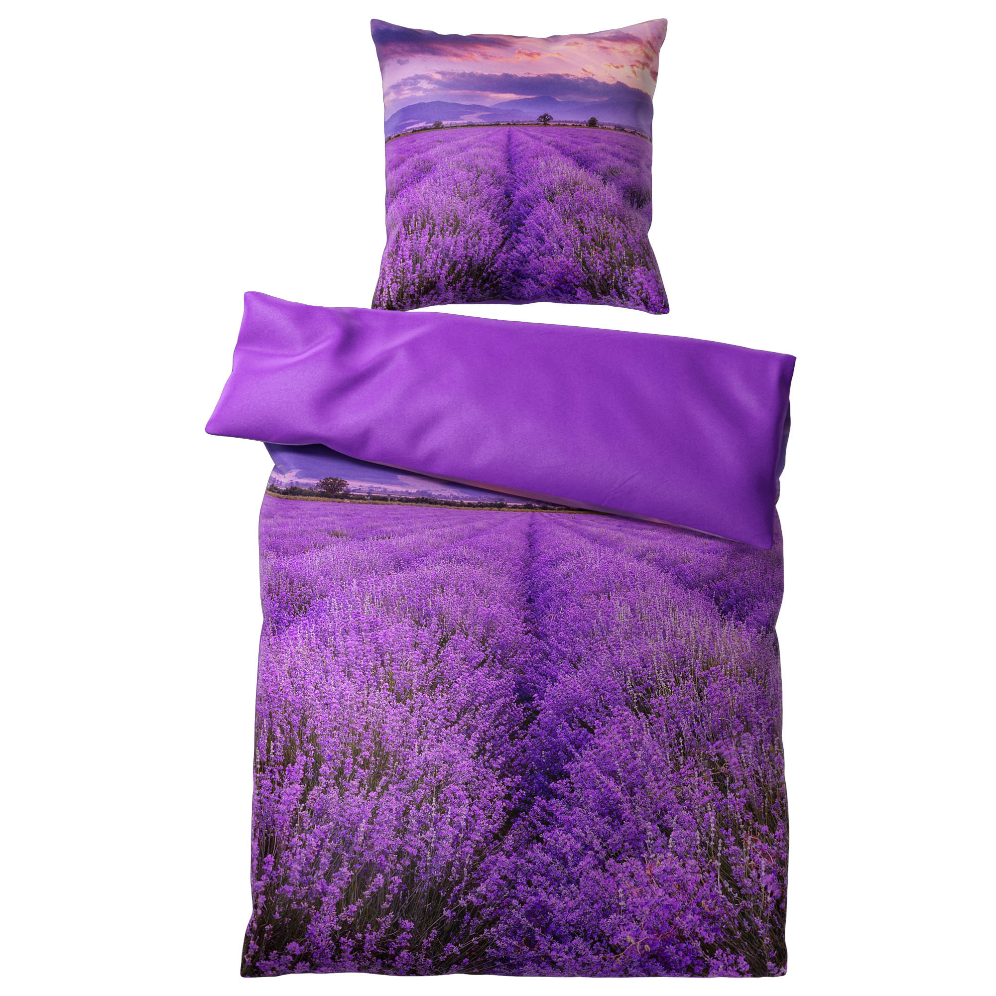 BETTWÄSCHE 2-teilig Lavendel - Lila, Naturmaterialien (135/200cm) - Sanilo